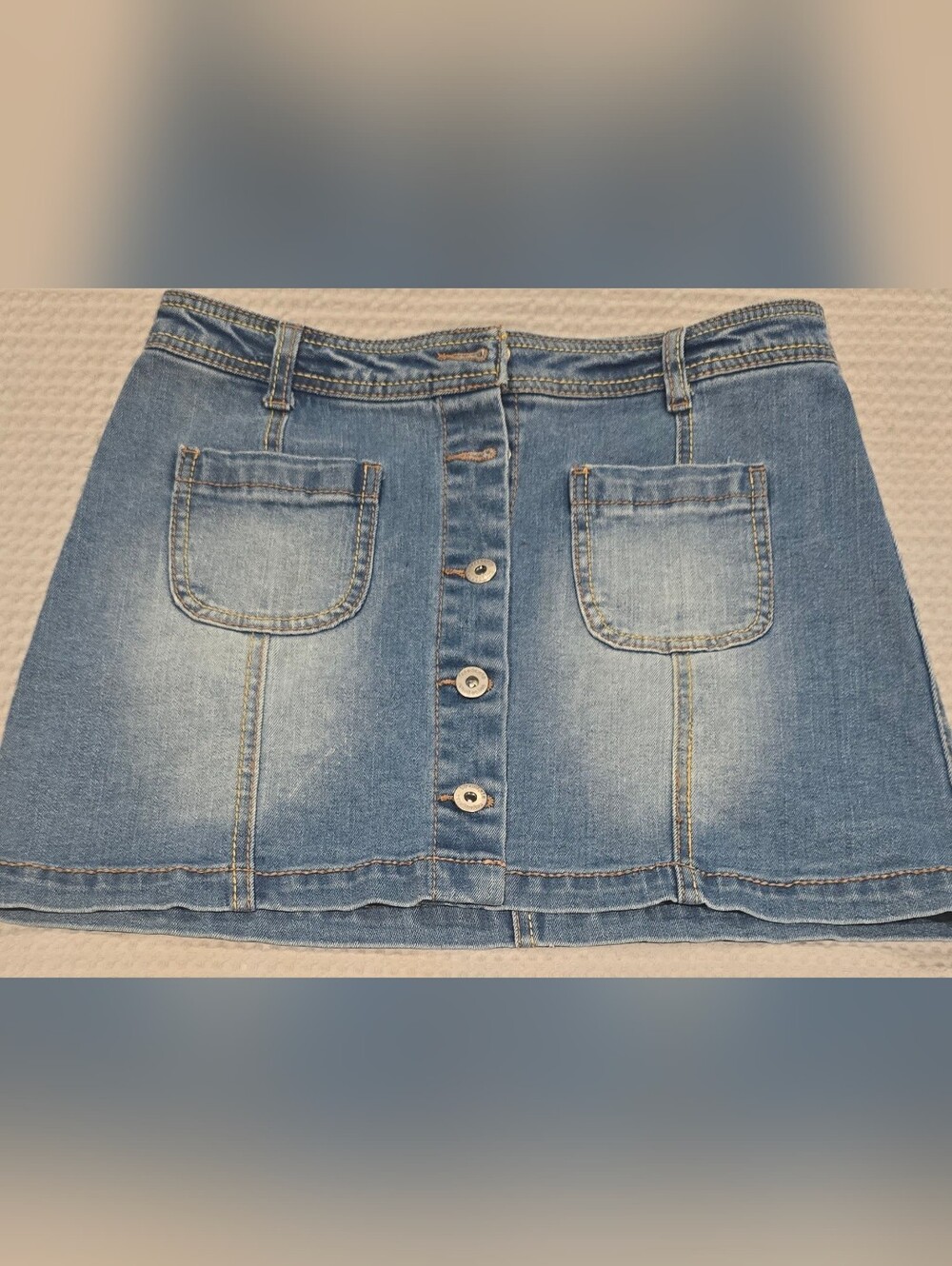 NWOT Freestyle Revolution Junior’s Light Blue Button-Front Denim Jean Skirt,Sz 5